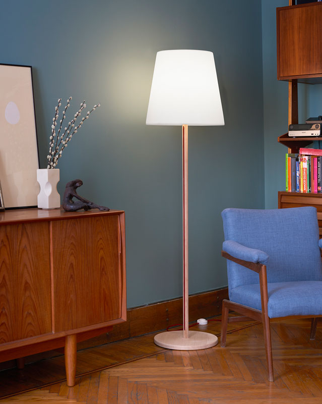 Stehleuchte weiß-Naturholz, Stehlampe in drei Größen