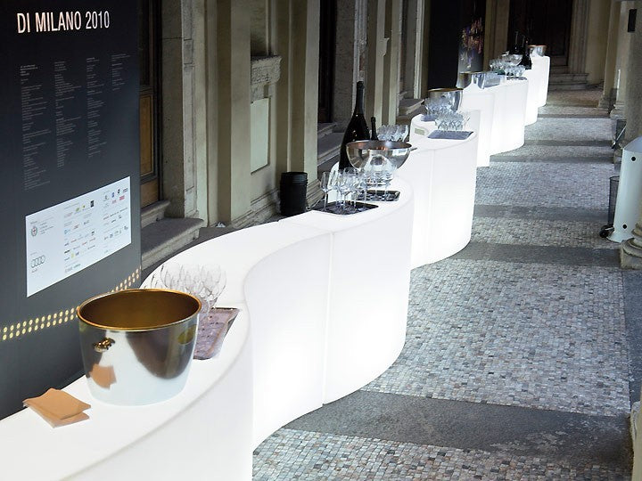 Bar Theke weiß Kunststoff, Outdoor Bartresen mit Beleuchtung, Bar weiß outdoor, Breite 165 cm