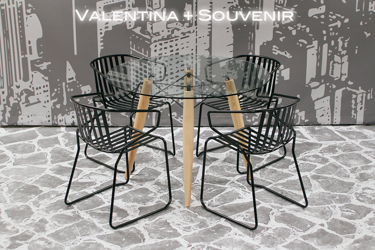 Tisch rund Glasplatte, Tischplatte Glas-rund, Gestell Holz, Ø 110 cm