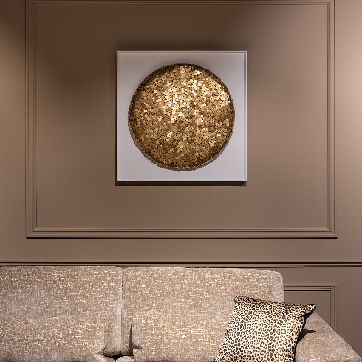 Bild weiß Gold, Wandbild weiß Gold, Maße 90x90 cm