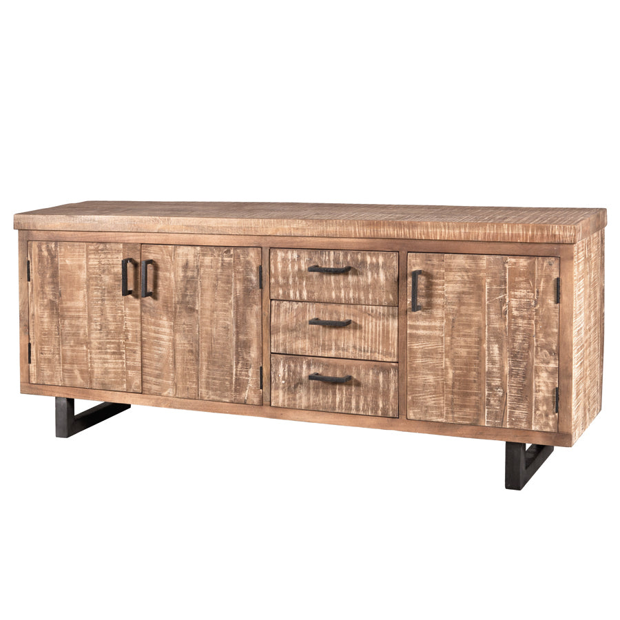 Sideboard Industrie schwarz - Naturholz,  Anrichte Massivholz,  Breite 200 cm