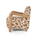 Sessel braun-taupe, moderner Sessel Holz-Armlehne