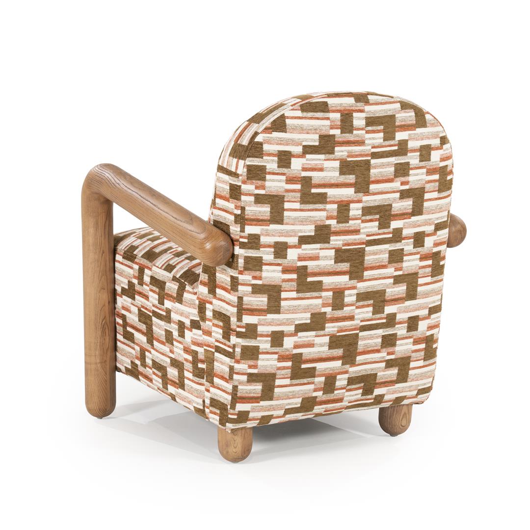 Sessel braun-taupe, moderner Sessel Holz-Armlehne