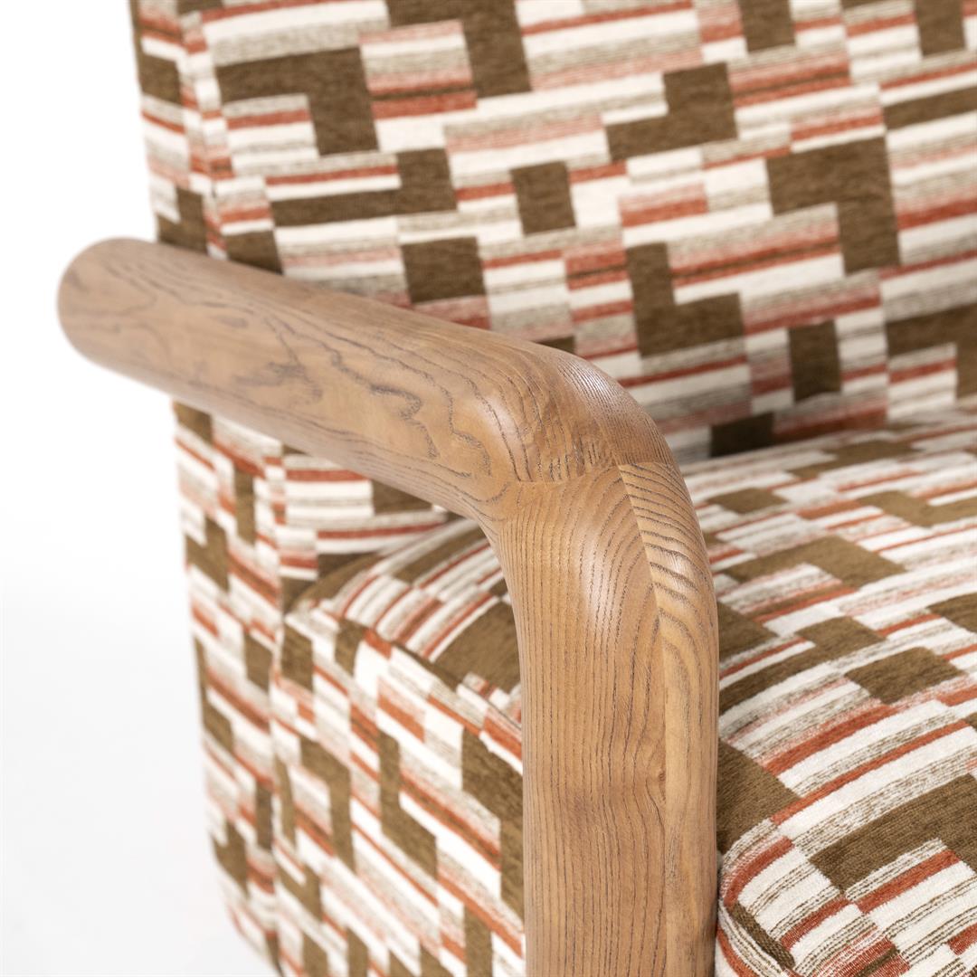 Sessel braun-taupe, moderner Sessel Holz-Armlehne