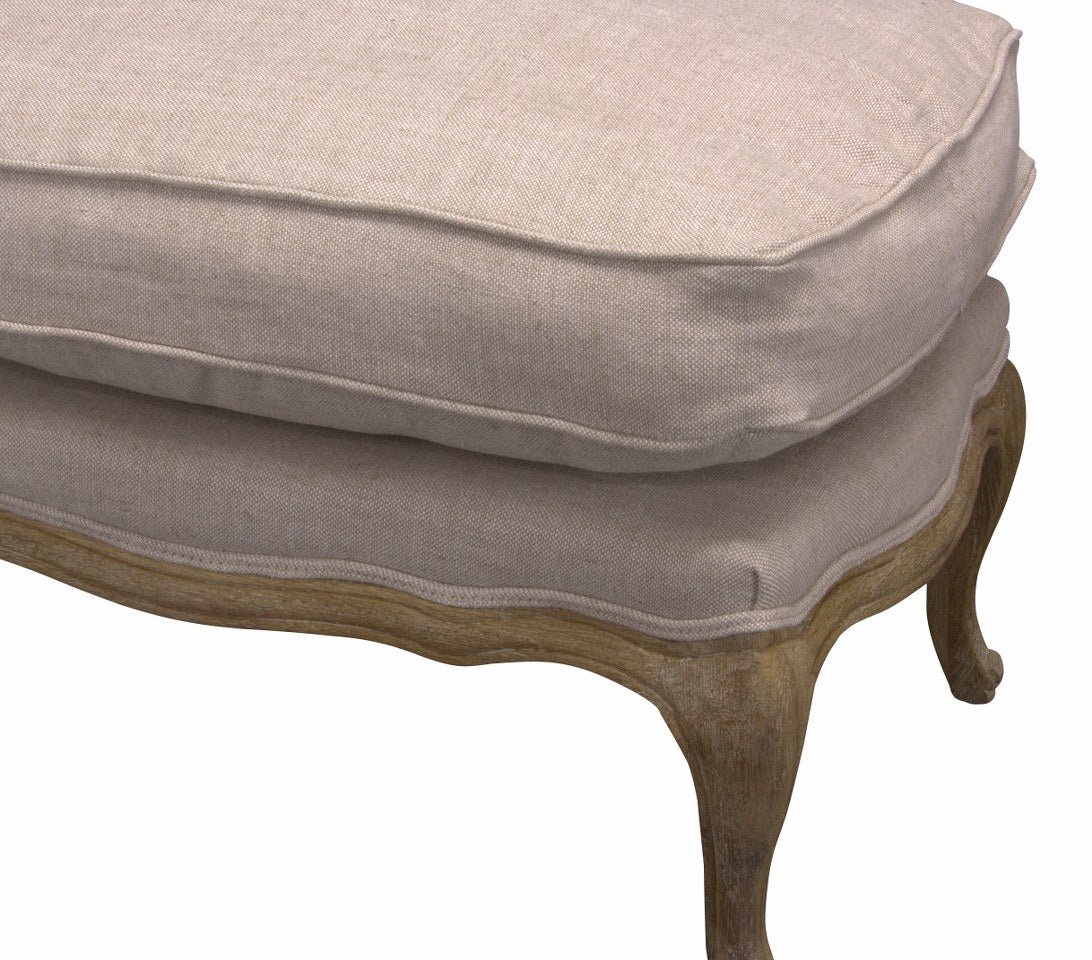 Hocker beige-leinen gepolstert im Landhausstil