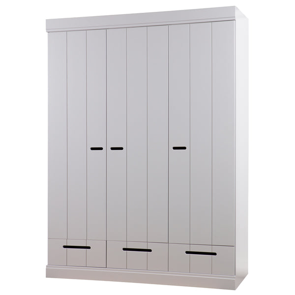 Kleiderschrank grau, Schrank grau aus Massivholz, Breite 140 cm