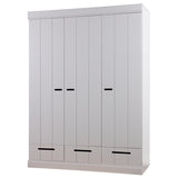 Kleiderschrank grau, Schrank grau aus Massivholz, Breite 140 cm