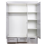 Kleiderschrank grau, Schrank grau aus Massivholz, Breite 140 cm