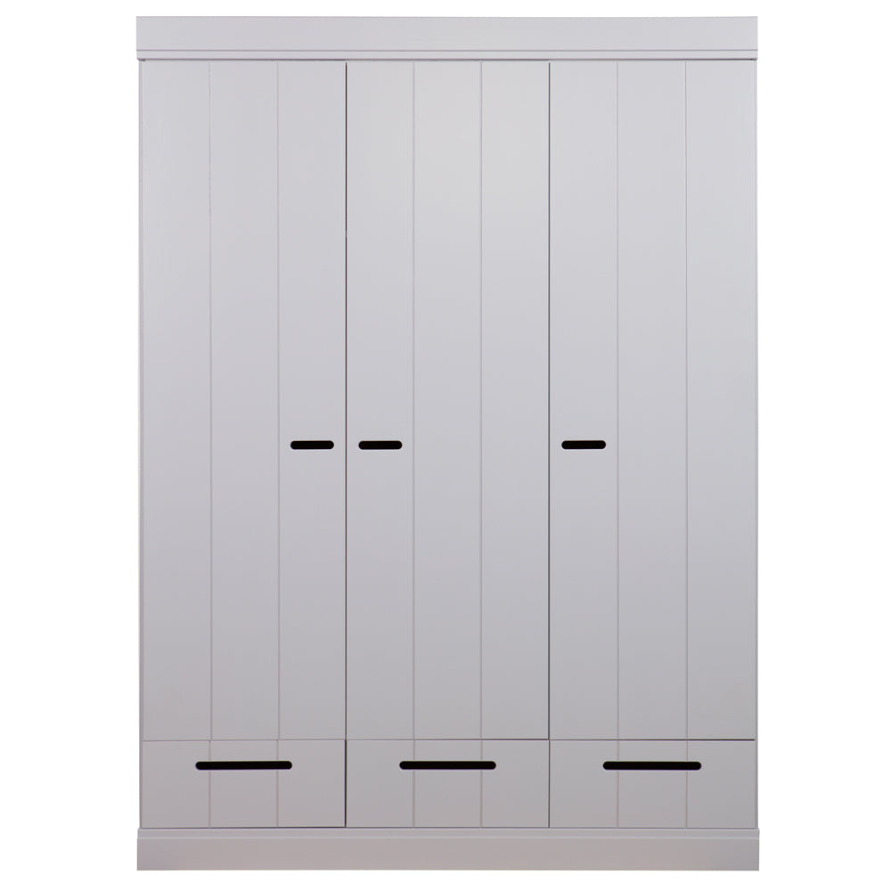 Kleiderschrank grau, Schrank grau aus Massivholz, Breite 140 cm