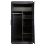 Kinderzimmerschrank anthrazit-schwarz, Schrank schwarz Massivholz, Kleiderschrank anthrazit Massivholz, Breite 94 cm