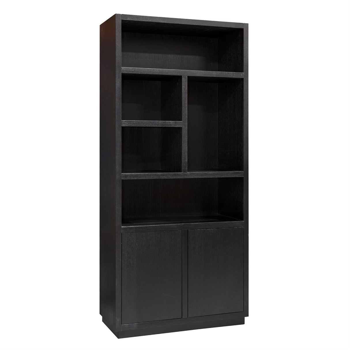 Bücherschrank Eiche, Schrank Eichenholz/ Schwarz, Breite 220 cm