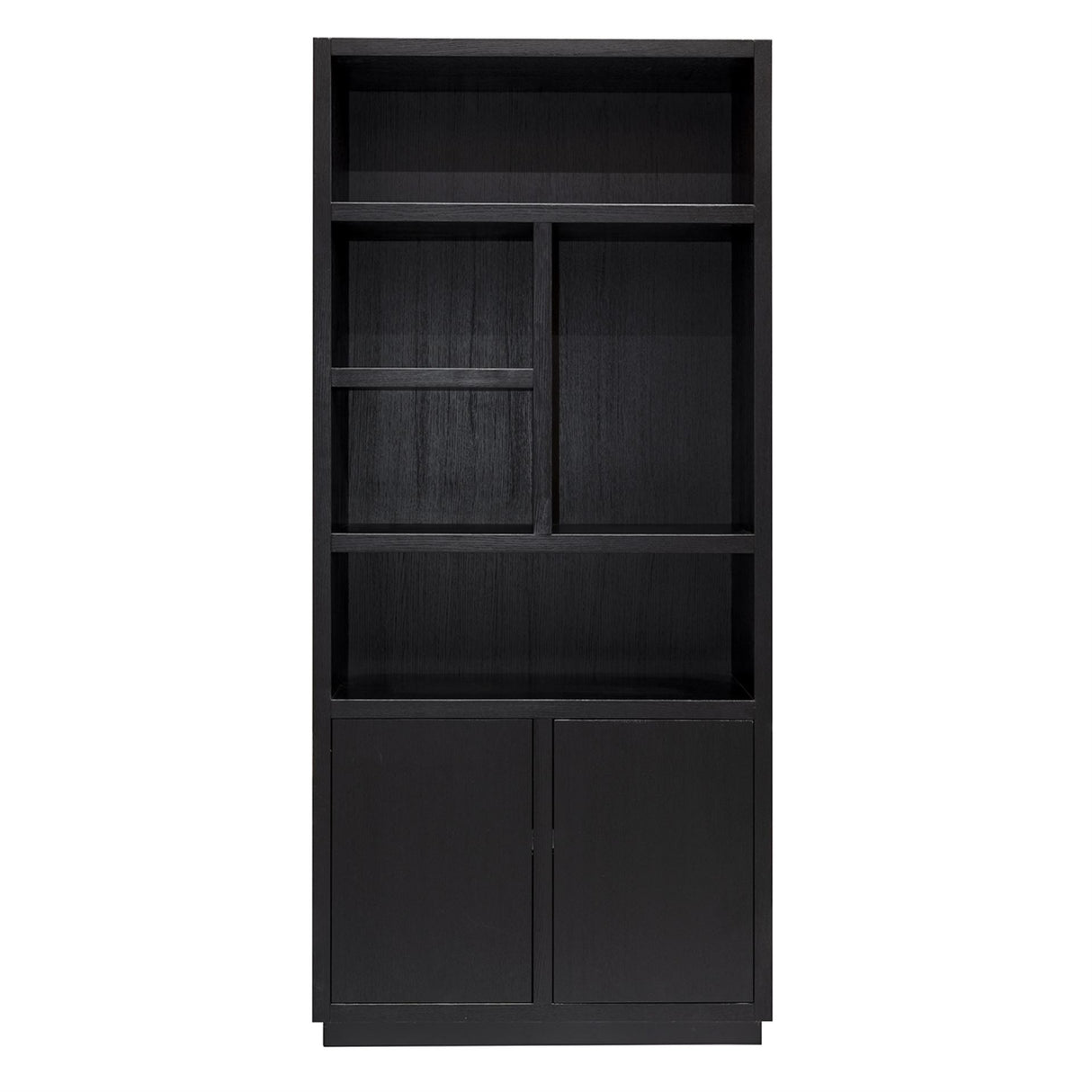 Bücherschrank Eiche, Schrank Eichenholz/ Schwarz, Breite 220 cm