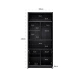 Bücherschrank Eiche, Schrank Eichenholz/ Schwarz, Breite 220 cm