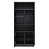 Bücherschrank Eiche, Schrank Eichenholz/ Schwarz, Breite 220 cm