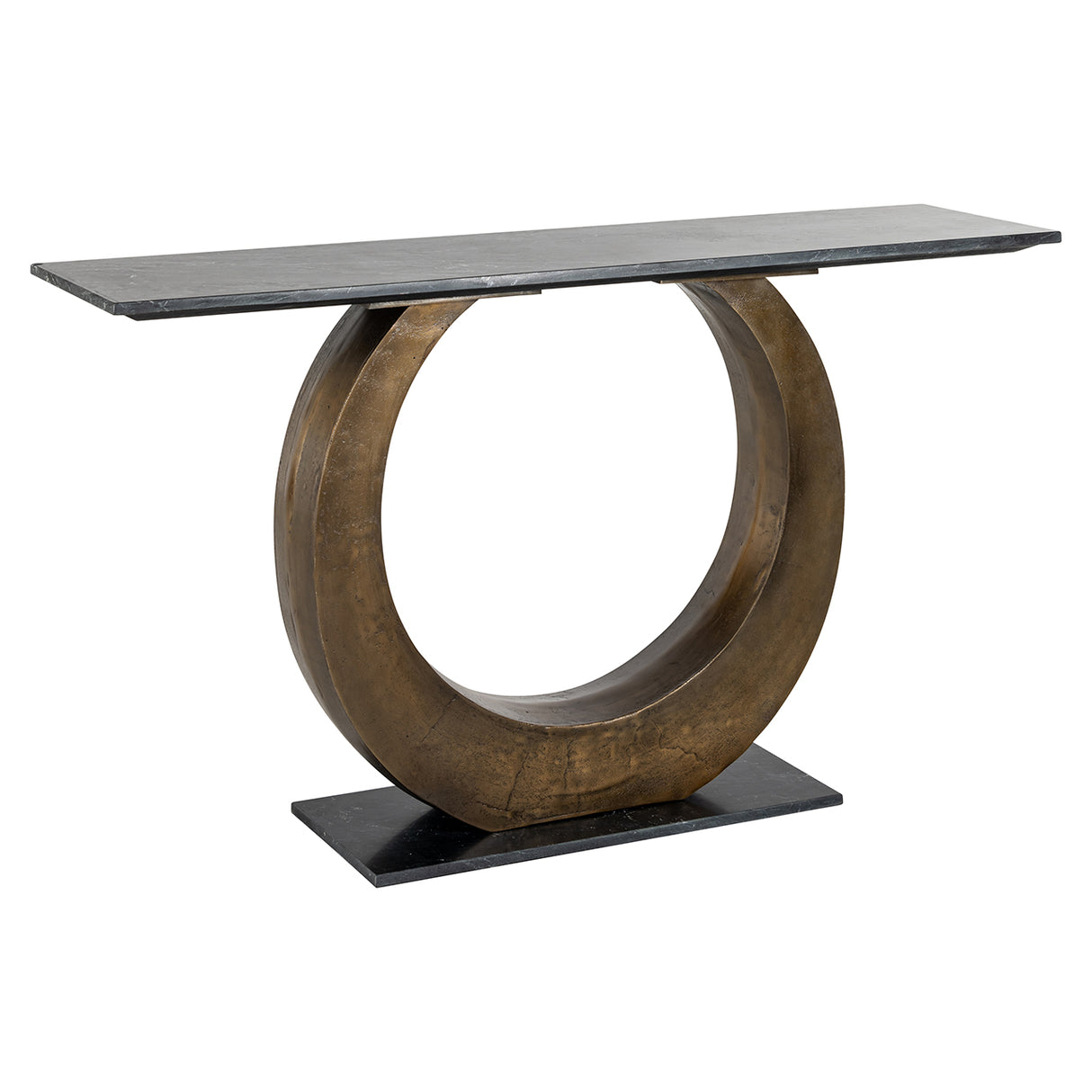 Konsole Gold  Marmorstein,  Konsolentisch schwarz,  Breite 140 cm
