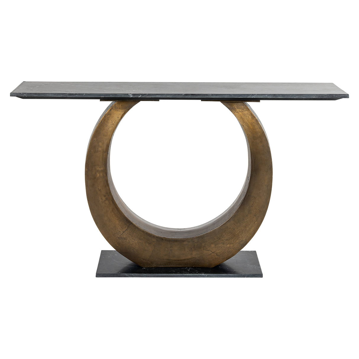 Konsole Gold  Marmorstein,  Konsolentisch schwarz,  Breite 140 cm