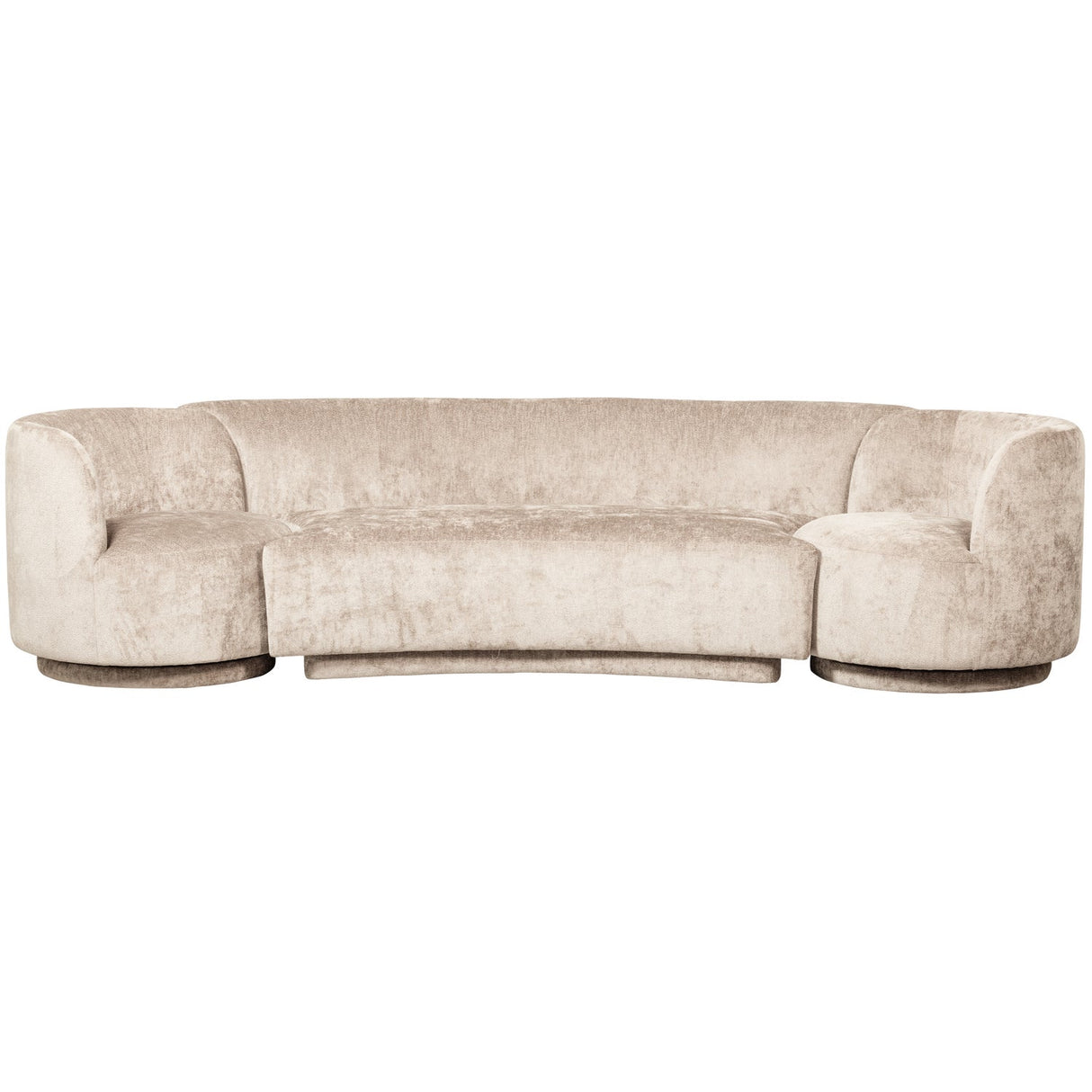 Sofa mit zwei drehbaren Sesseln, Sofa Natur-Farbe, Breite 290 cm