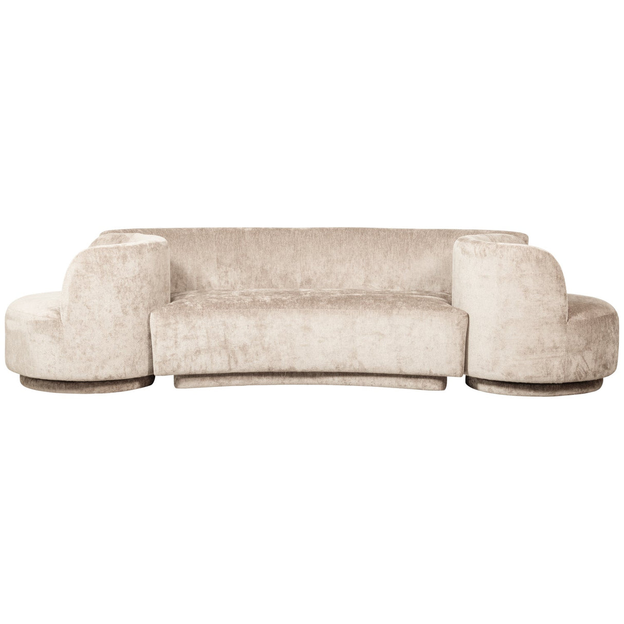 Sofa mit zwei drehbaren Sesseln, Sofa Natur-Farbe, Breite 290 cm