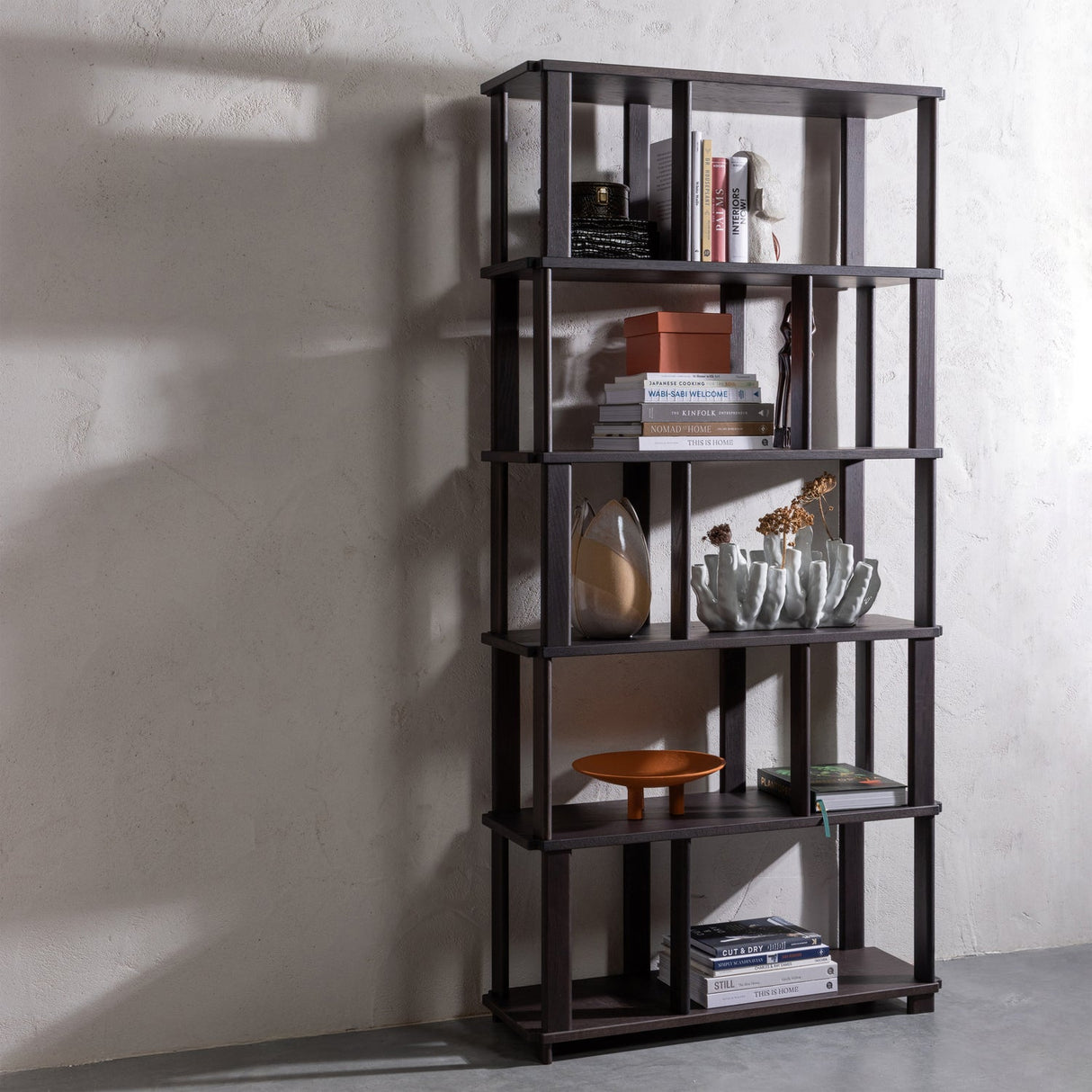 Bücherregal braun Holz, Regal braun Holz, Breite 90 cm
