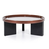 Couchtisch rund braun-schwarz, runder Couchtisch braun, Durchmesser 90 cm