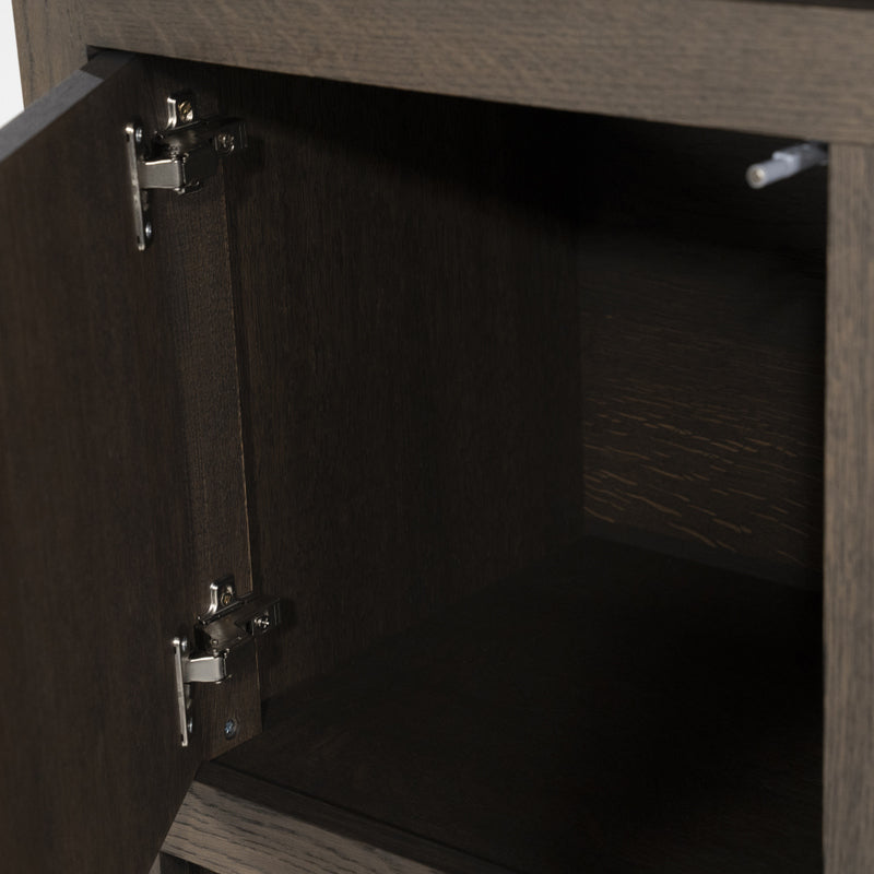 Wohnzimmerschrank braun Eiche furniert, Bücherregal braun Eiche furniert, Schrank braun Holz,  Breite 120 cm