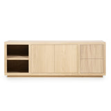 Sideboard modern Farbe Naturholz, Schrank  Naturholz mit zwei Türen und zwei Schubladen, Anrichte Naturholz, Breite 200 cm