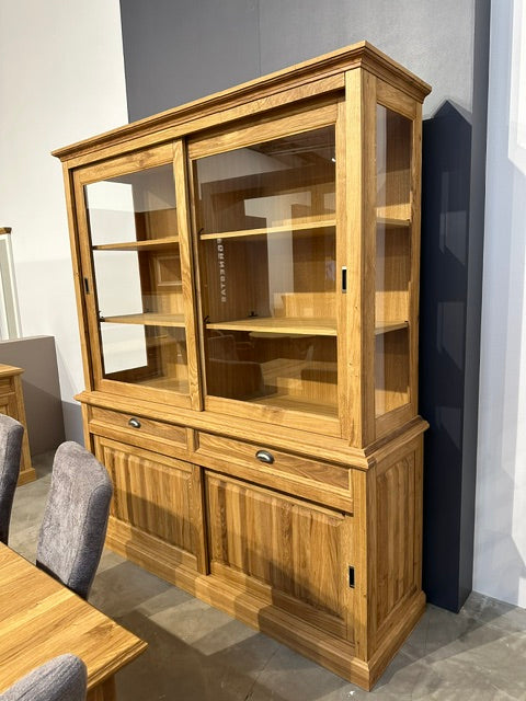 Vitrine Eiche-Natur, Geschirrschrank Eiche, Breite 180 cm