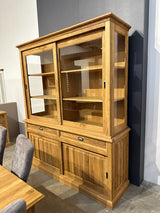 Vitrine Eiche-Natur, Geschirrschrank Eiche, Breite 180 cm
