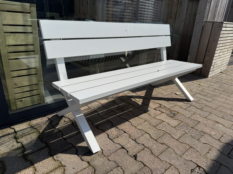 Gartenbank weiß Aluminium, Metall Gartenbank Alu, Breite 160 cm