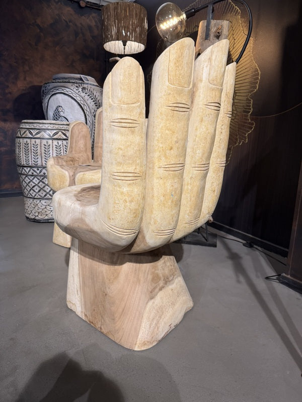 Stuhl Hand Holz handgeschnitzt, Gartenstuhl Holz Teak Naturholz