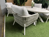 5 teiliges Set Gartentisch mit vier Gartensessel, Lounge-Gartentisch creme mit vier Sessel