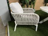 5 teiliges Set Gartentisch mit vier Gartensessel, Lounge-Gartentisch creme mit vier Sessel