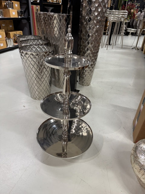 Etagere Silber, Etagere rund, Höhe 100 cm
