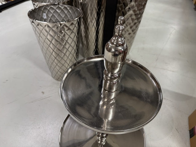 Etagere Silber, Etagere rund, Höhe 100 cm