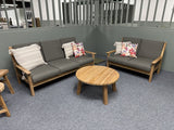 Gartentisch rund Holz, Gartencouchtisch Teak Naturholz, Durchmesser 80 cm