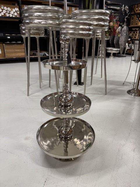 Etagere Silber, Etagere rund, Höhe 96 cm