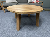 Gartentisch rund Holz, Gartencouchtisch Teak Naturholz, Durchmesser 80 cm