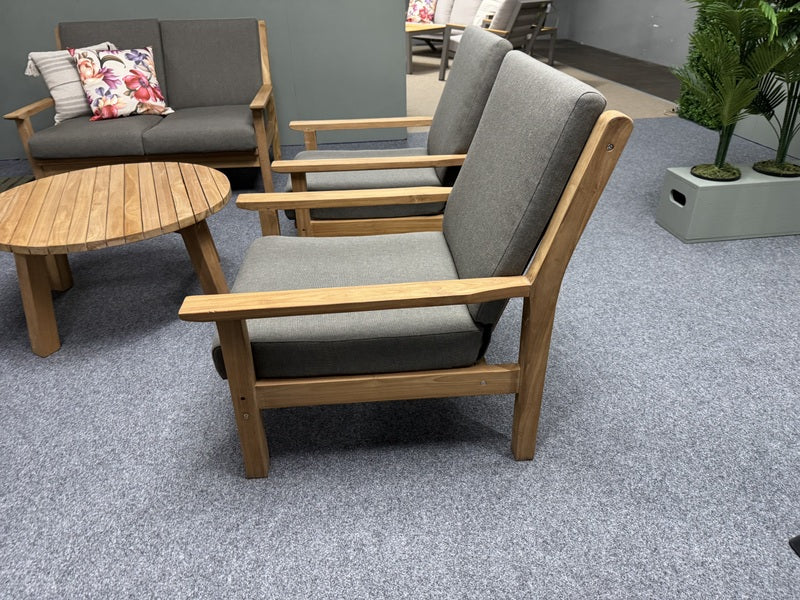 Gartensessel Holz, Gartensofa Teak Naturholz, Breite 66 cm