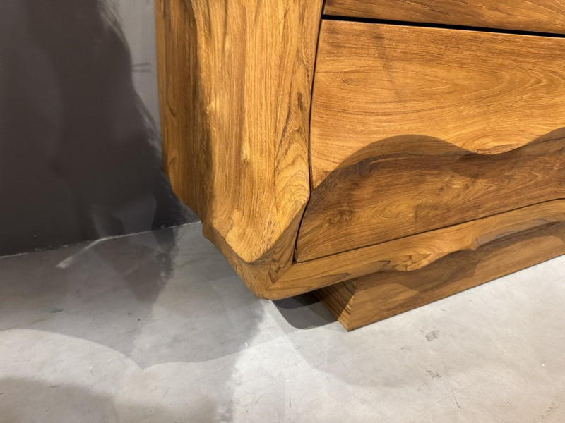 Sideboard Wave Holz, Anrichte Teak-Holz, Breite 150 cm