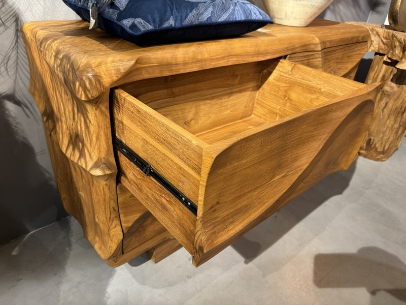 Sideboard Wave Holz, Anrichte Teak-Holz, Breite 150 cm