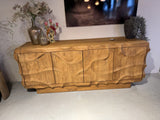 Highboard Wave Holz, Hochschrank Teak-Holz, Breite 180 cm