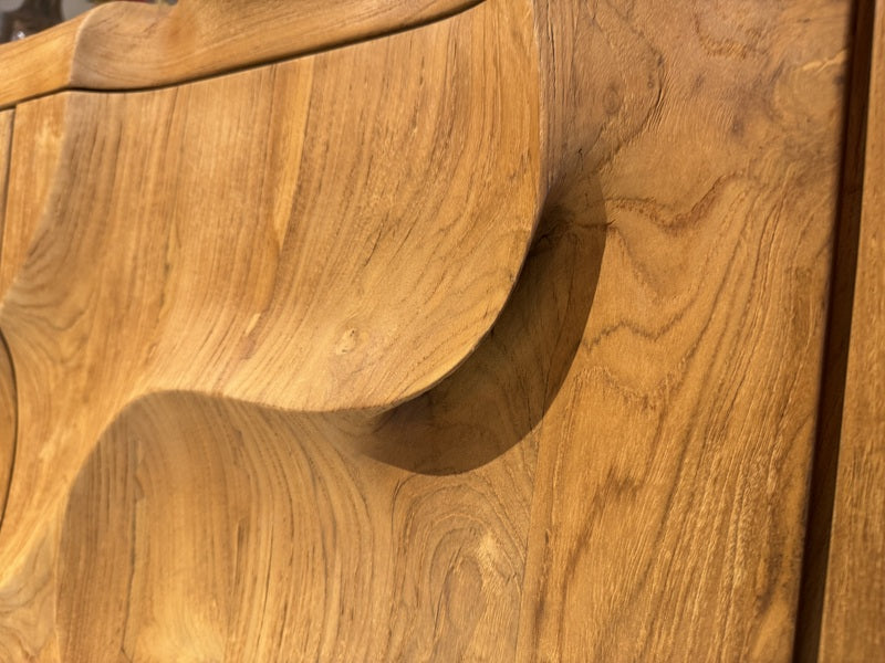 Sideboard Wave Holz, Anrichte Teak-Holz, Breite 200 cm
