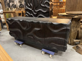 Sideboard schwarz Wave Holz, Anrichte Teak-Holz, Breite 200 cm