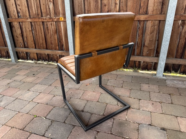 Stuhl cognac, Stuhl Leder Industriedesign, Freischwinger cognac Leder