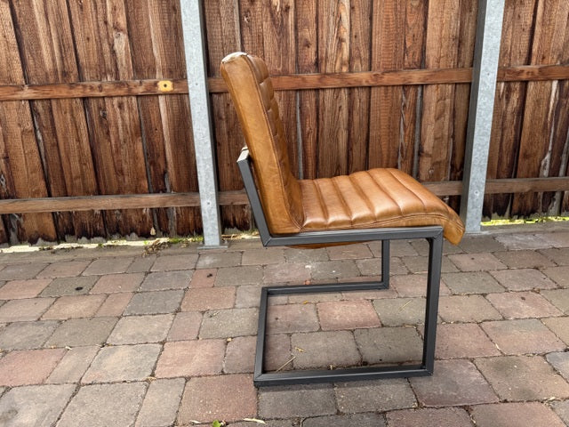 Stuhl cognac, Stuhl Leder Industriedesign, Freischwinger cognac Leder