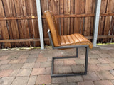Stuhl cognac, Stuhl Leder Industriedesign, Freischwinger cognac Leder