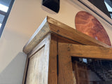 Weinschrank Holz, Vitrine Teak-Holz, Breite 90 cm