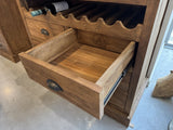 Weinschrank Holz, Vitrine Teak-Holz, Breite 90 cm