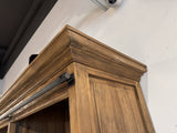 Wohnzimmerschrank braun-schwarz Holz, Schrank Metall Teak-Holz, Breite 210 cm