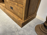 Wohnzimmerschrank braun-schwarz Holz, Schrank Metall Teak-Holz, Breite 210 cm